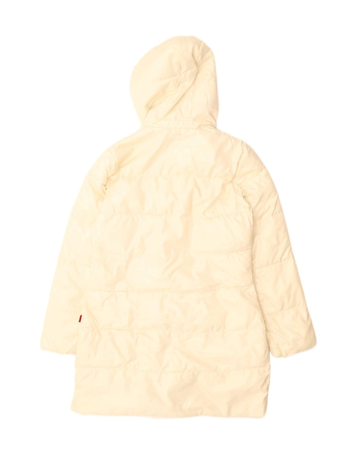 Kappa Womens Hooded Wattierter Mantel UK 12 Medium Off White Polyester