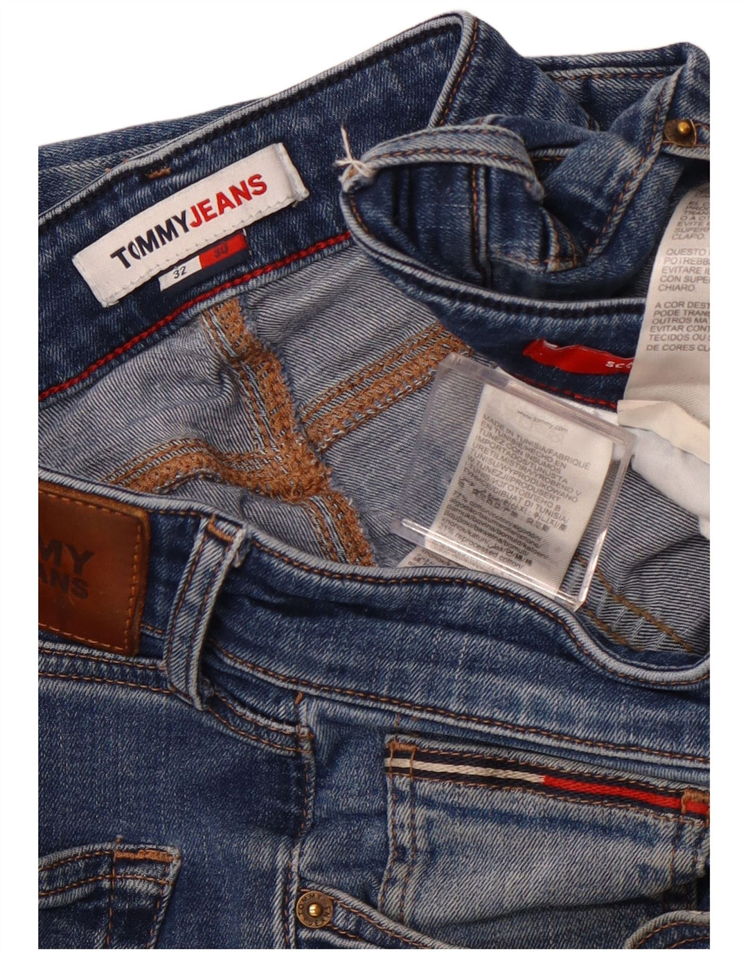 TOMMY HILFIGER Damen Straight Jeans W32 L27 Blaue Baumwolle