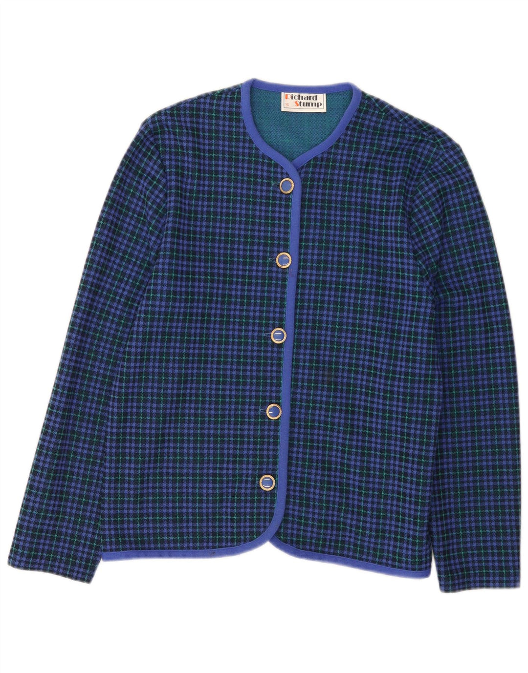 RICHARD STUMP Damen 5-Knopf-Blazerjacke UK 16 Large Blue Check