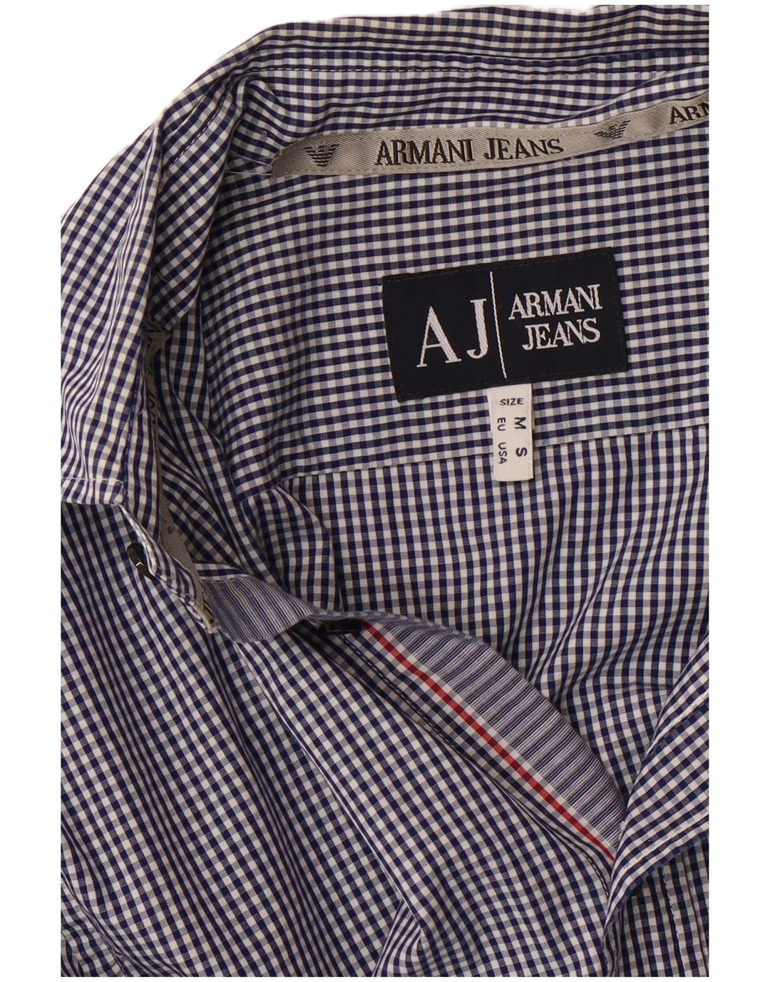 ARMANI JEANS Mens Shirt Medium Navy Blue Gingham