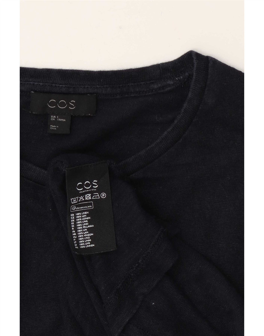 Cos Herren T-Shirt Top Small Marineblaues Leinen