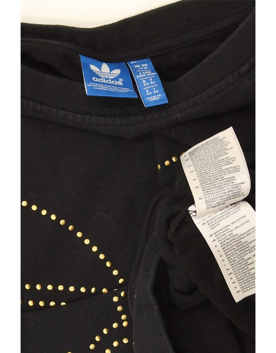Adidas Damen Grafik-Sweatshirt-Pullover UK 14 Mittelschwarze Baumwolle