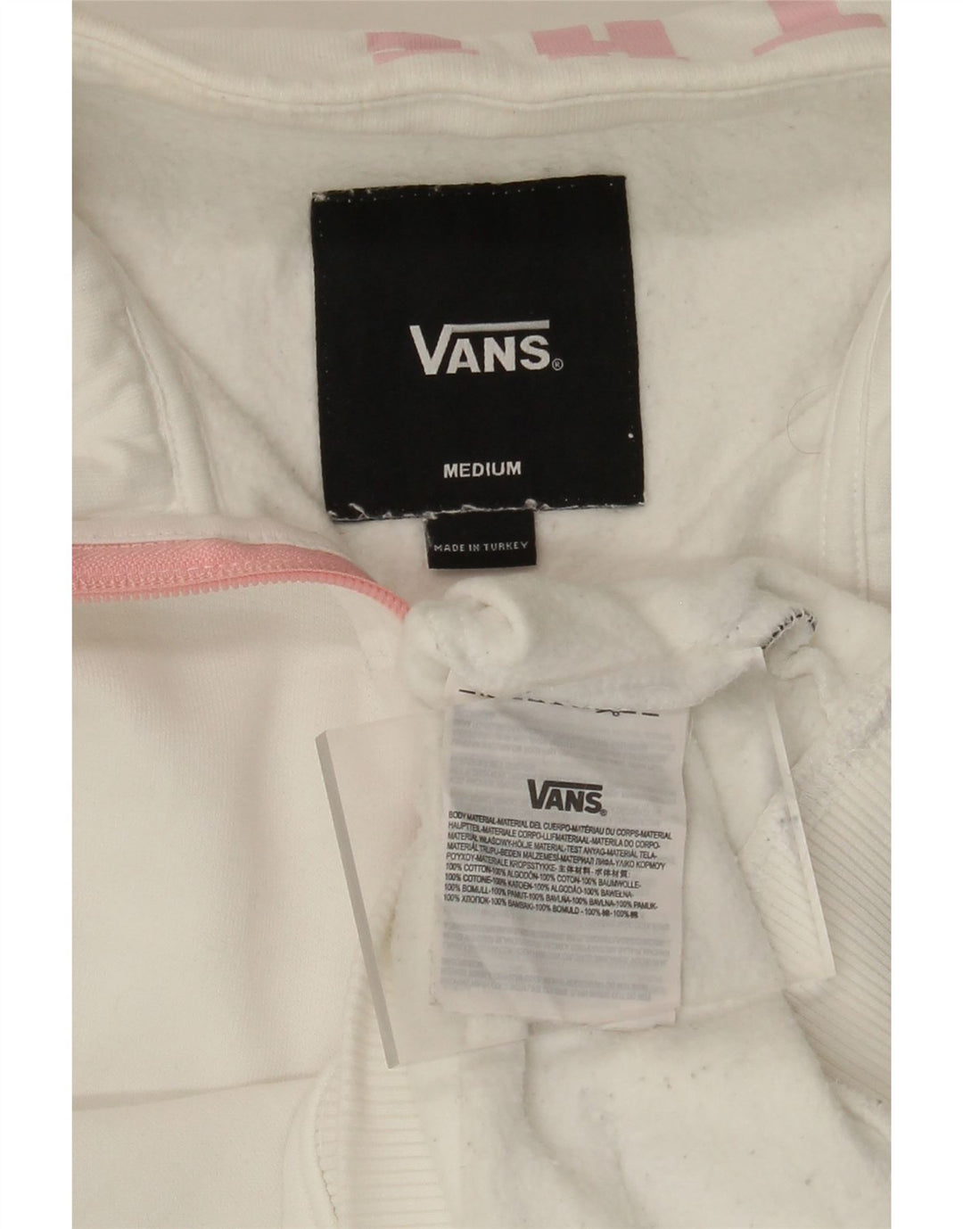 VANS Herren-Sweatshirt mit grafischem Reißverschluss, mittlerer weißer Baumwolle