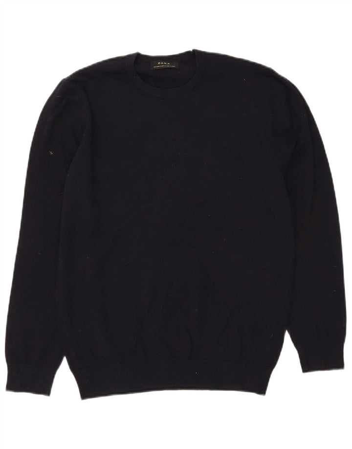 Zara Herren-Pullover mit Rundhalsausschnitt, Größe S, Marineblau