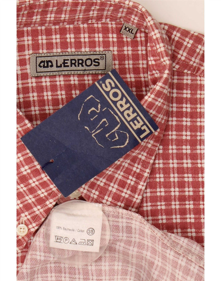 Lerros Herren-Flanellhemd 2XL, rot kariert, Baumwolle