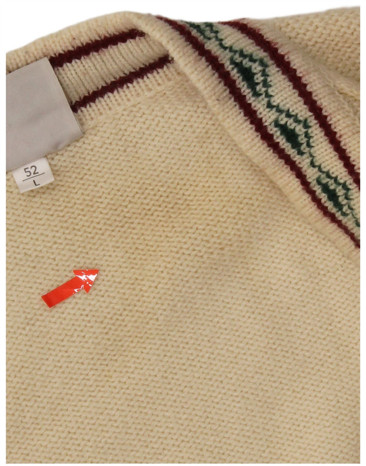 Vintage Herren Cardigan Pullover IT 52 Große Beige Wolle