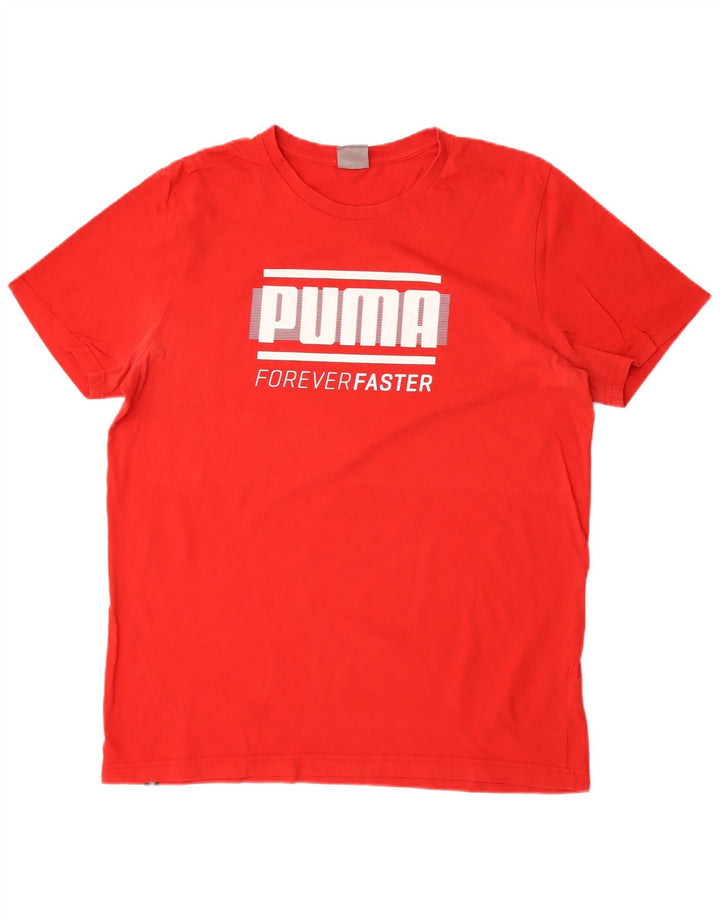 Puma Herren Grafik T-Shirt Top Große rote Baumwolle