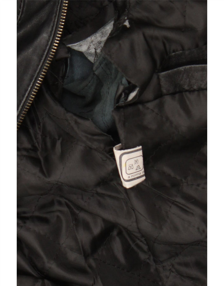 Vintage Damen Lederjacke UK 16 Großes schwarzes Leder
