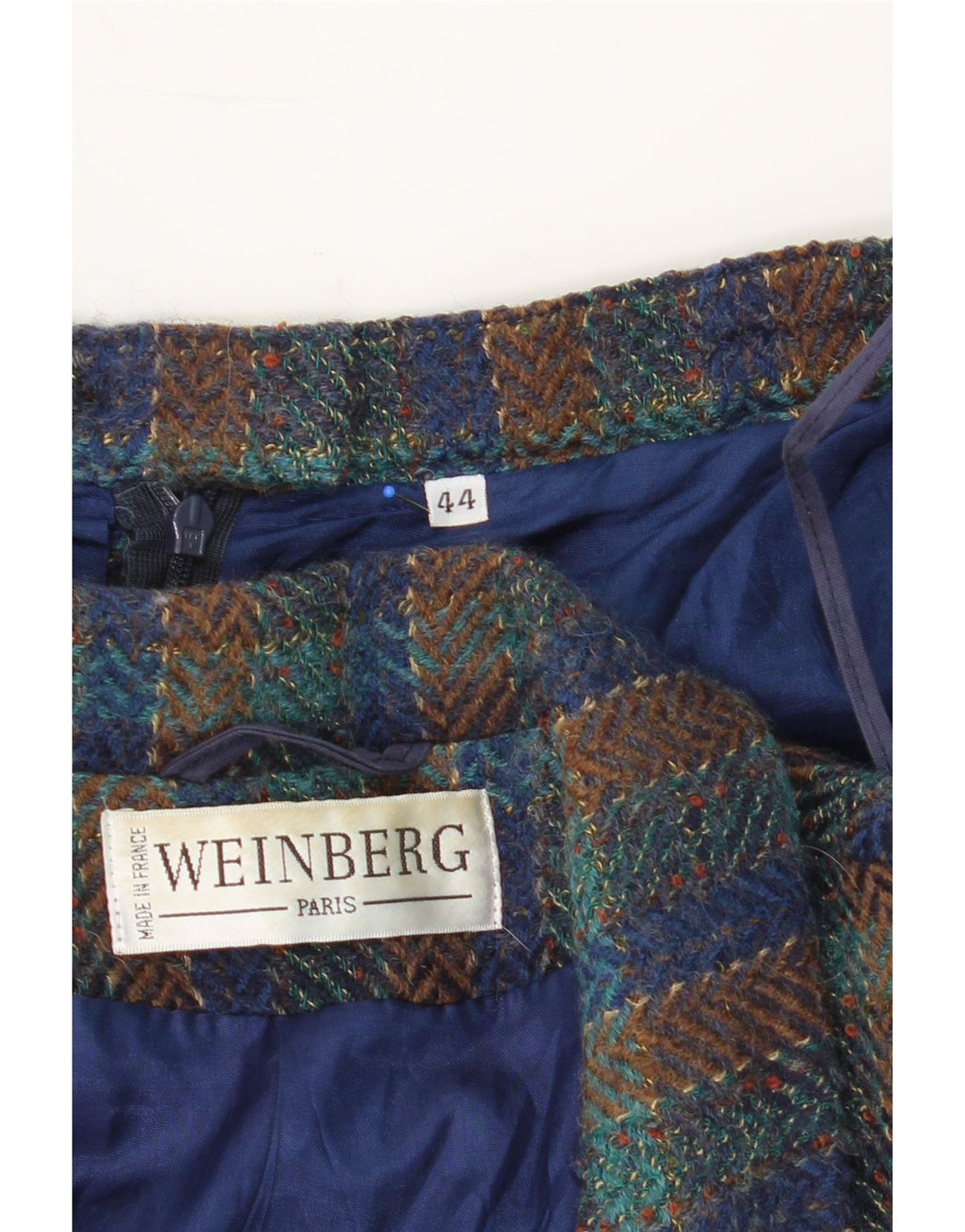 WEINBERG Womens 2 Button 2 Piece Skirt Set EU 44 XL W30 Navy Blue Check Vintage Weinberg and Second-Hand Weinberg from Messina Hembry 