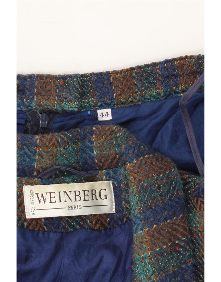 WEINBERG Womens 2 Button 2 Piece Skirt Set EU 44 XL W30 Navy Blue Check Vintage Weinberg and Second-Hand Weinberg from Messina Hembry 