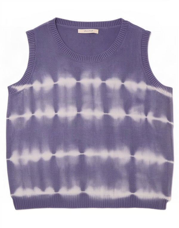 White Stuff Womens Vest Tank Top UK 10 Small Blue Tie Dye Cotton