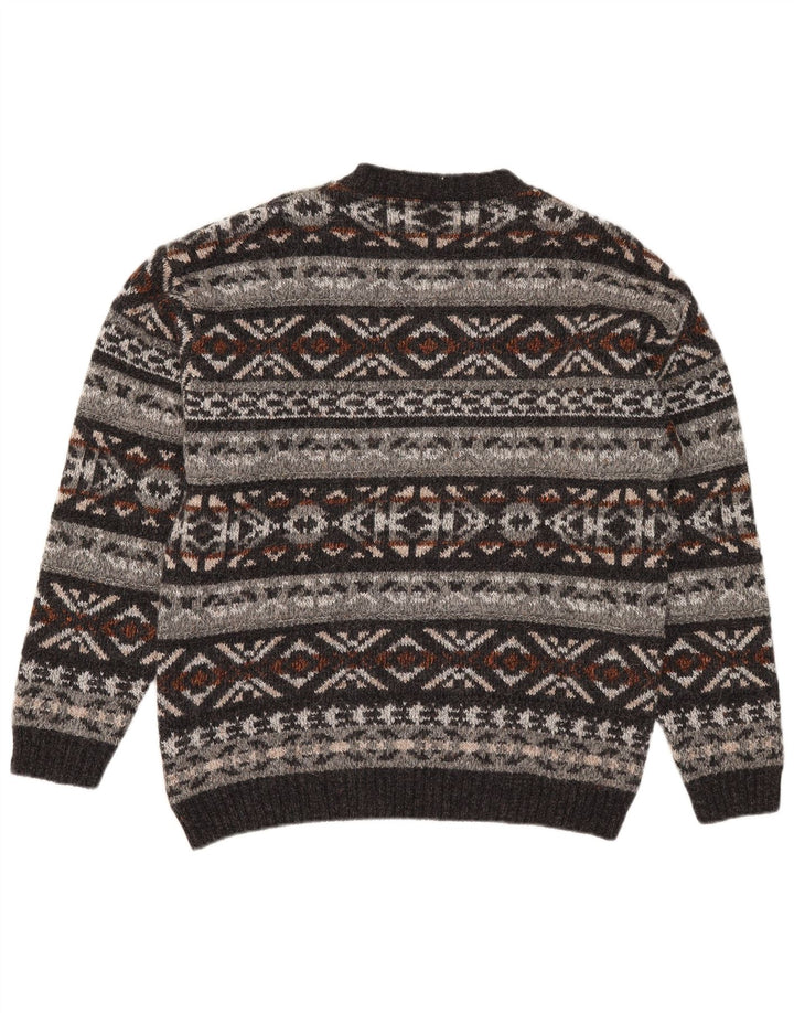 Vintage Herren-Pullover mit Rundhalsausschnitt, mittelgroß, mehrfarbig, Fair Isle