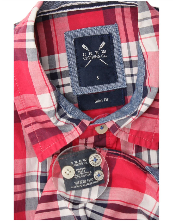 Crew Clothing Herren Slim-Fit-Hemd, klein, rot, kariert, Baumwolle