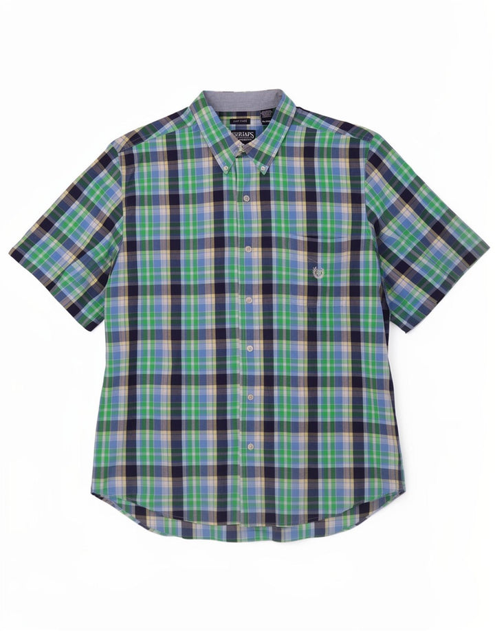 Chaps Herren-Kurzarmhemd XL, grün kariert, Baumwolle