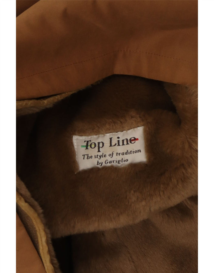 VINTAGE Damen Sherpa Mantel UK 16 Großes braunes Polyester