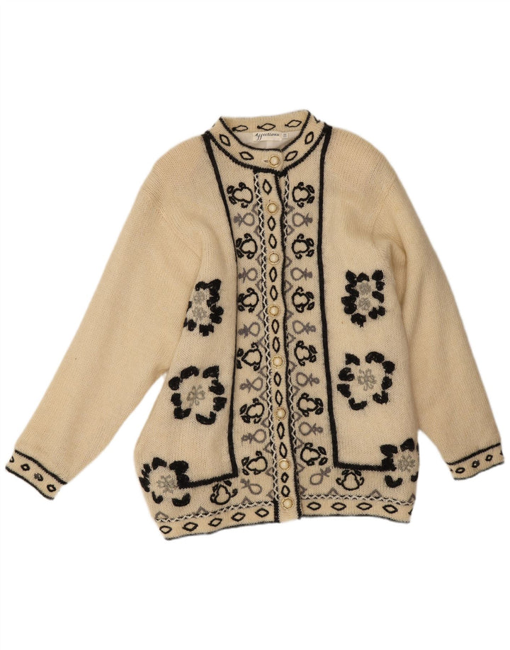 Affections Longline-Cardigan für Damen, Einheitsgröße, gebrochenes Weiß mit Blumenmuster