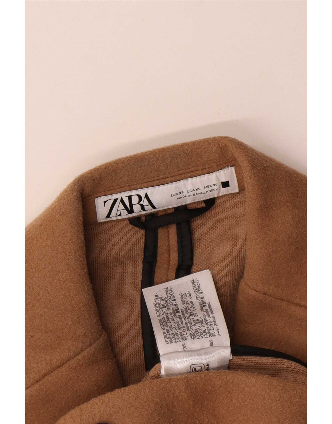 Zara Herren Übergroßer Mantel UK 34 XS Beige Polyester