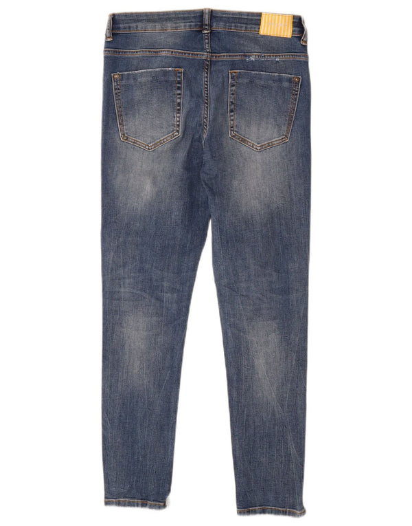 Zara Damen Distressed Skinny Jeans EU 40 Medium W30 L26 Blaue Baumwolle