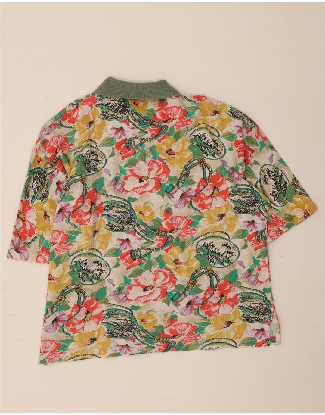 Vintage Herren Poloshirt groß bunt geblümt