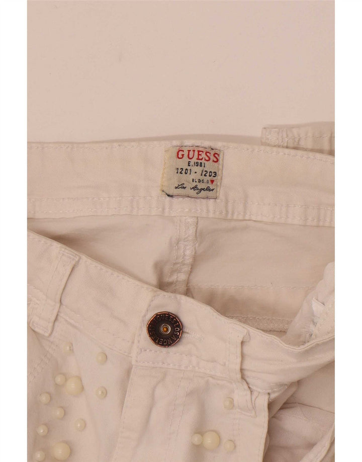 Guess Damen-Cropped-Jeans W26 L23 Weiß gefleckt