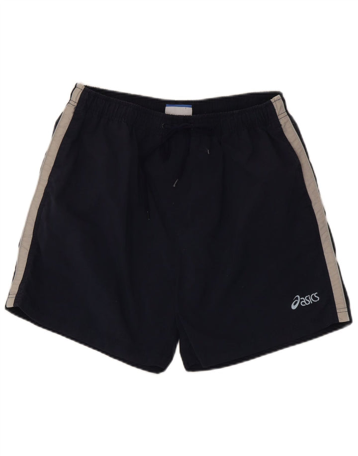 Asics Herren-Sportshorts aus mittelblauem Colourblock-Nylon in Marineblau