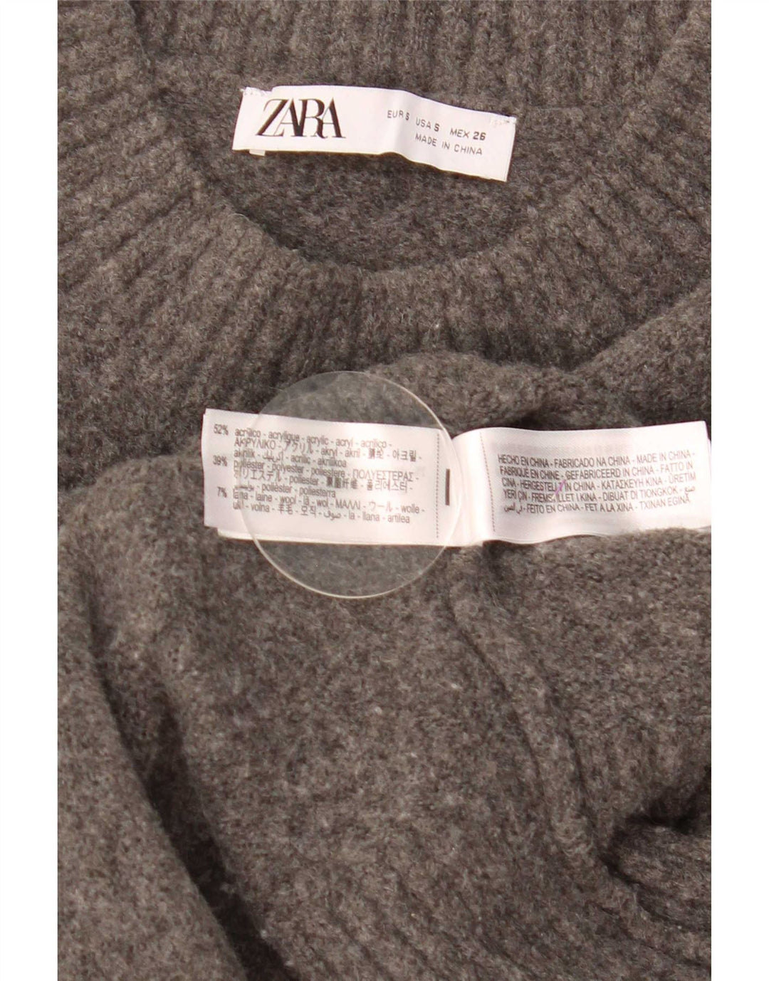 Zara Damen Crop-Oversize-Pullover mit Rundhalsausschnitt, Gr. 10, Größe S, Grau