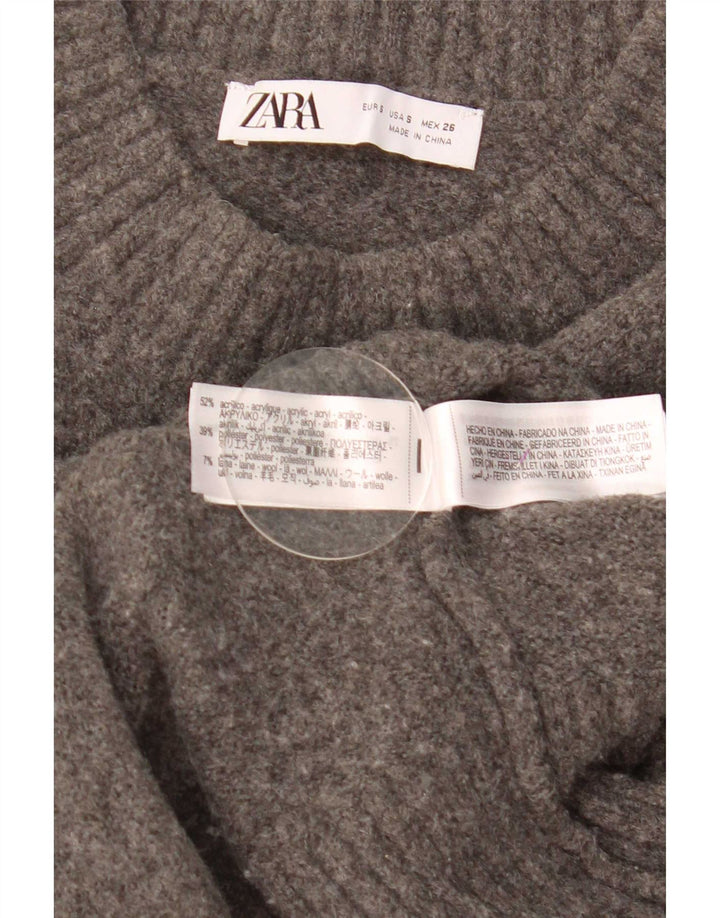 Zara Damen Crop-Oversize-Pullover mit Rundhalsausschnitt, Gr. 10, Größe S, Grau