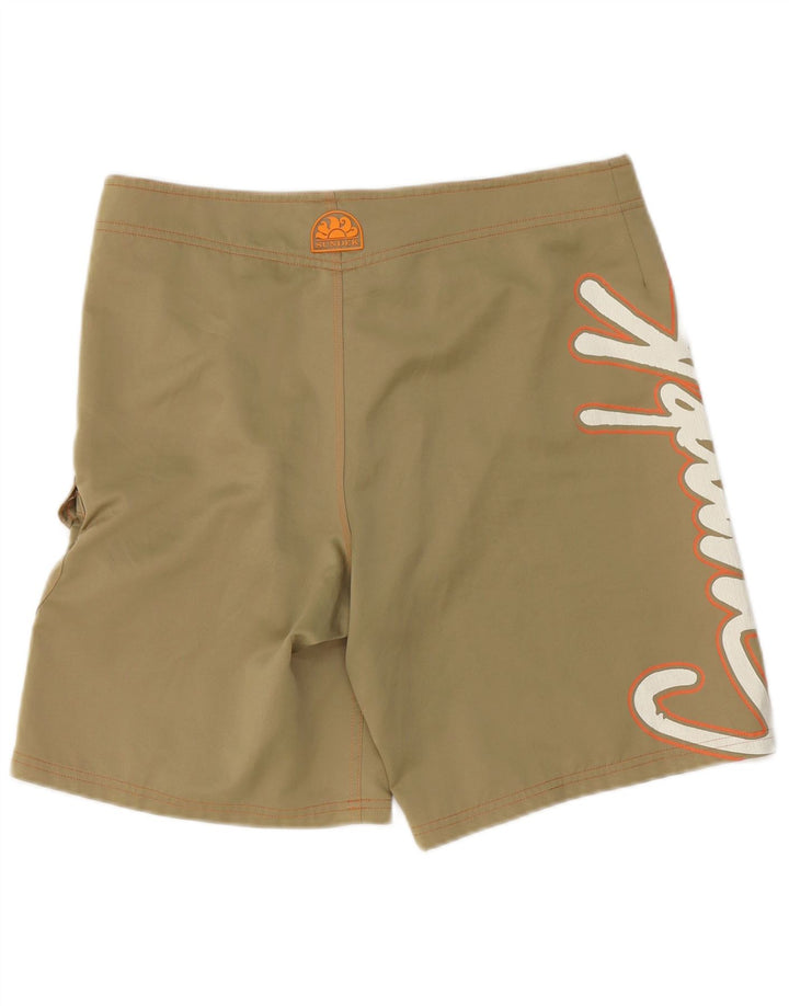 Sundek Herren-Badeshorts mit Grafik, mittelbeigefarbenes Polyester
