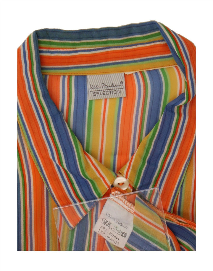 ULLA POPKEN Womens Longline Shirt UK 18 XL Multicoloured Striped Vintage Ulla Popken and Second-Hand Ulla Popken from Messina Hembry 