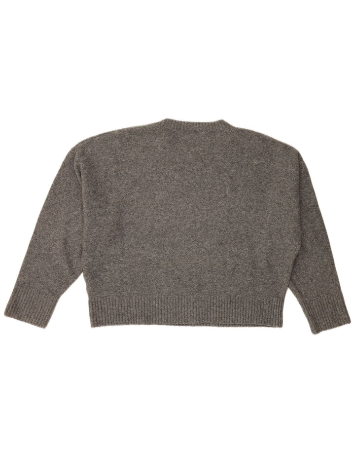 Zara Damen-Pullover, übergroß, Rundhalsausschnitt, Gr. 42, Größe L, Grau meliert