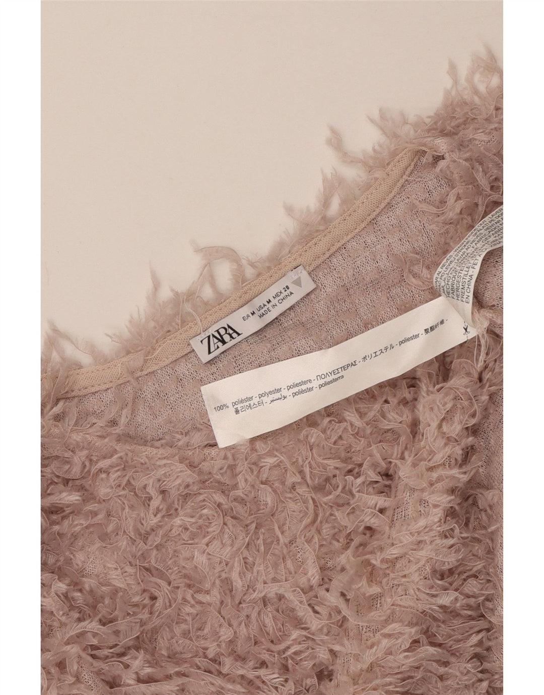 Zara Damen Crop-Pullover mit U-Boot-Ausschnitt, UK 12, Mittelrosa, Polyester