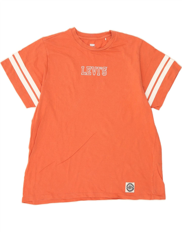 LEVI'S Mens Graphic T-Shirt Top Large Orange Cotton Vintage Levi's and Second-Hand Levi's from Messina Hembry 