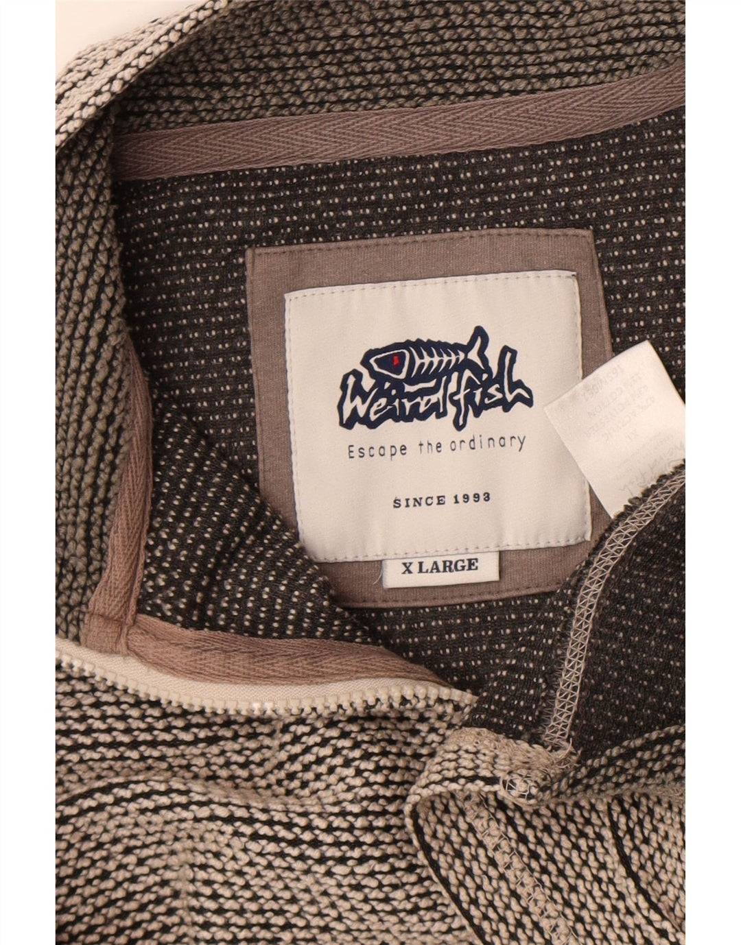 Weird Fish Herren-Sweatshirt mit Reißverschluss am Hals, XL, Grau, Farbblock-Acryl