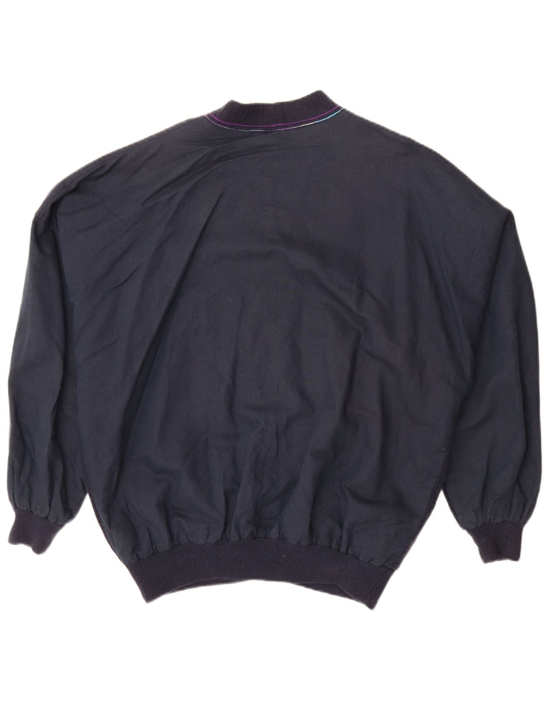 Vintage Herren Bomberjacke IT 50 Große marineblaue geometrische Baumwolle
