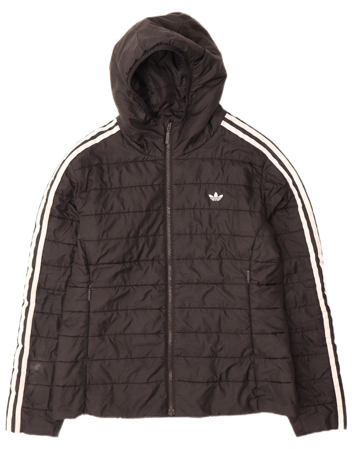 Adidas Damen Kapuzenjacke, gepolstert, UK 14, Größe L, Schwarz, Polyester