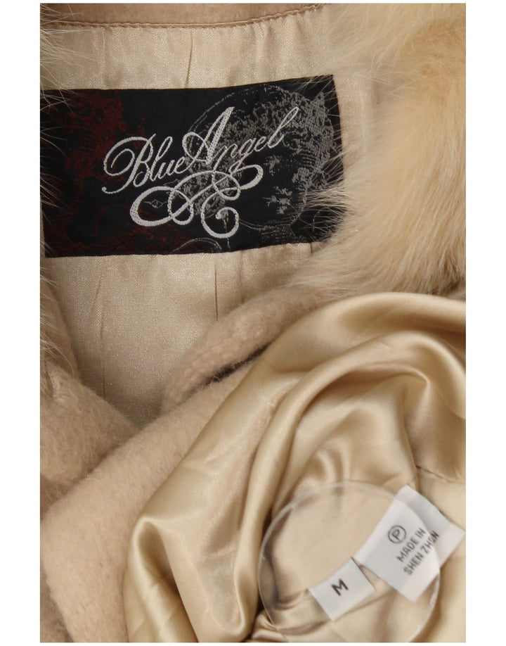 Vintage Damen Mantel UK 14 Medium Beige Kaschmir