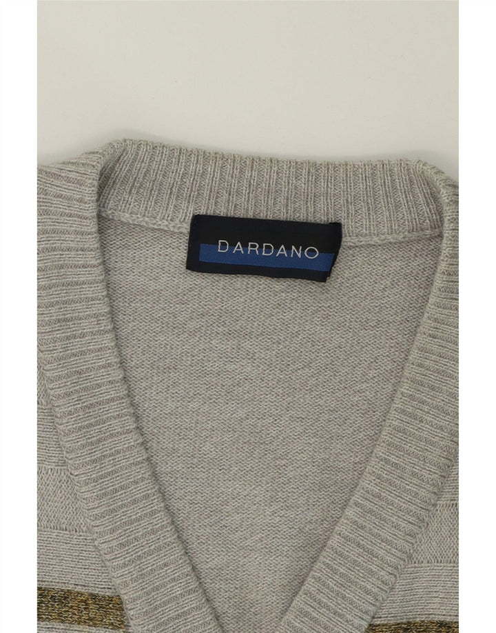VINTAGE Mens Cardigan Sweater IT 50 Medium Grey Striped Wool Vintage Vintage and Second-Hand Vintage from Messina Hembry 