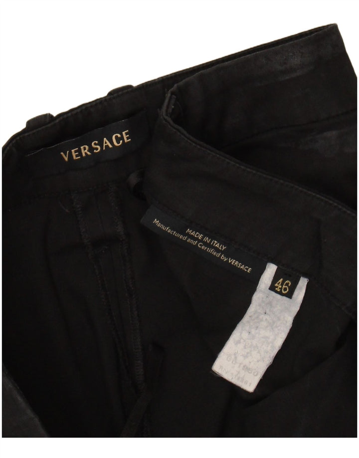 VERSACE Womens Straight Capri Trousers IT 46 Large W30 L20 Black