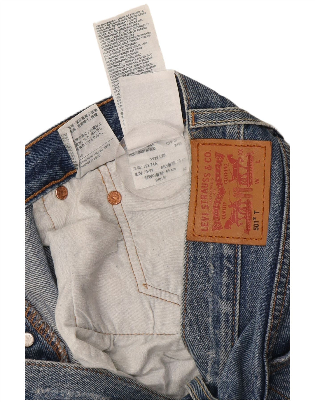 Levi's Damen 501 Distressed Straight Jeans W29 L28 Blaue Baumwolle