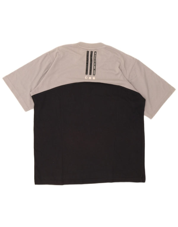 Adidas Herren T-Shirt Top UK 38/40 Medium Schwarz Colourblock Baumwolle