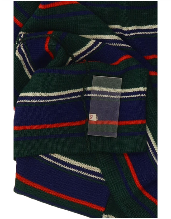 Vintage Damen Rollkragenpullover IT 42 Mittelgrün gestreift