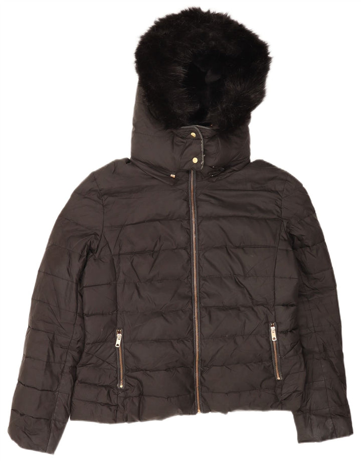 Zara Damen-Jacke mit Kapuze, gepolstert, UK 18, XL, Schwarz, Polyester