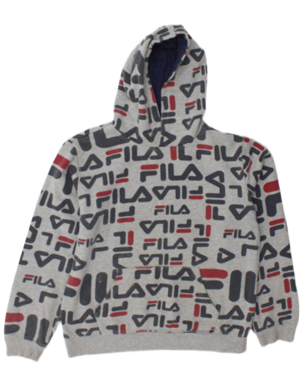 Fila Jungen-Pullover mit grafischem Kapuzenpullover, 15–16 Jahre, 2XL, graue Baumwolle