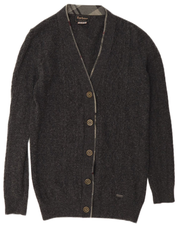 Barbour Damen-Cardigan-Pullover UK 10 Kleine graue Wolle
