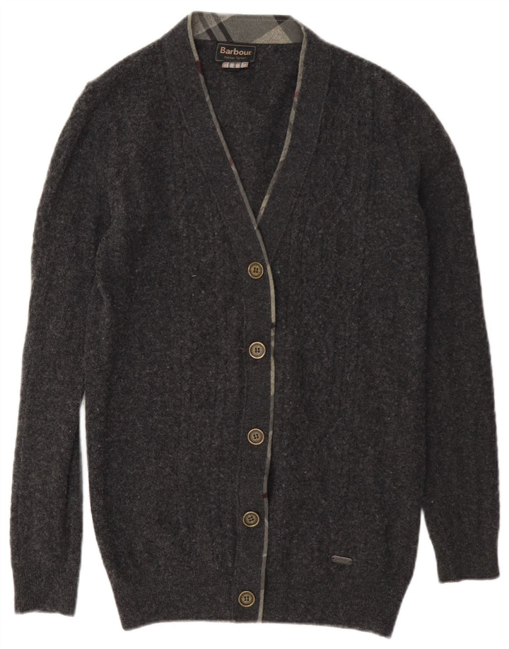 Barbour Damen-Cardigan-Pullover UK 10 Kleine graue Wolle