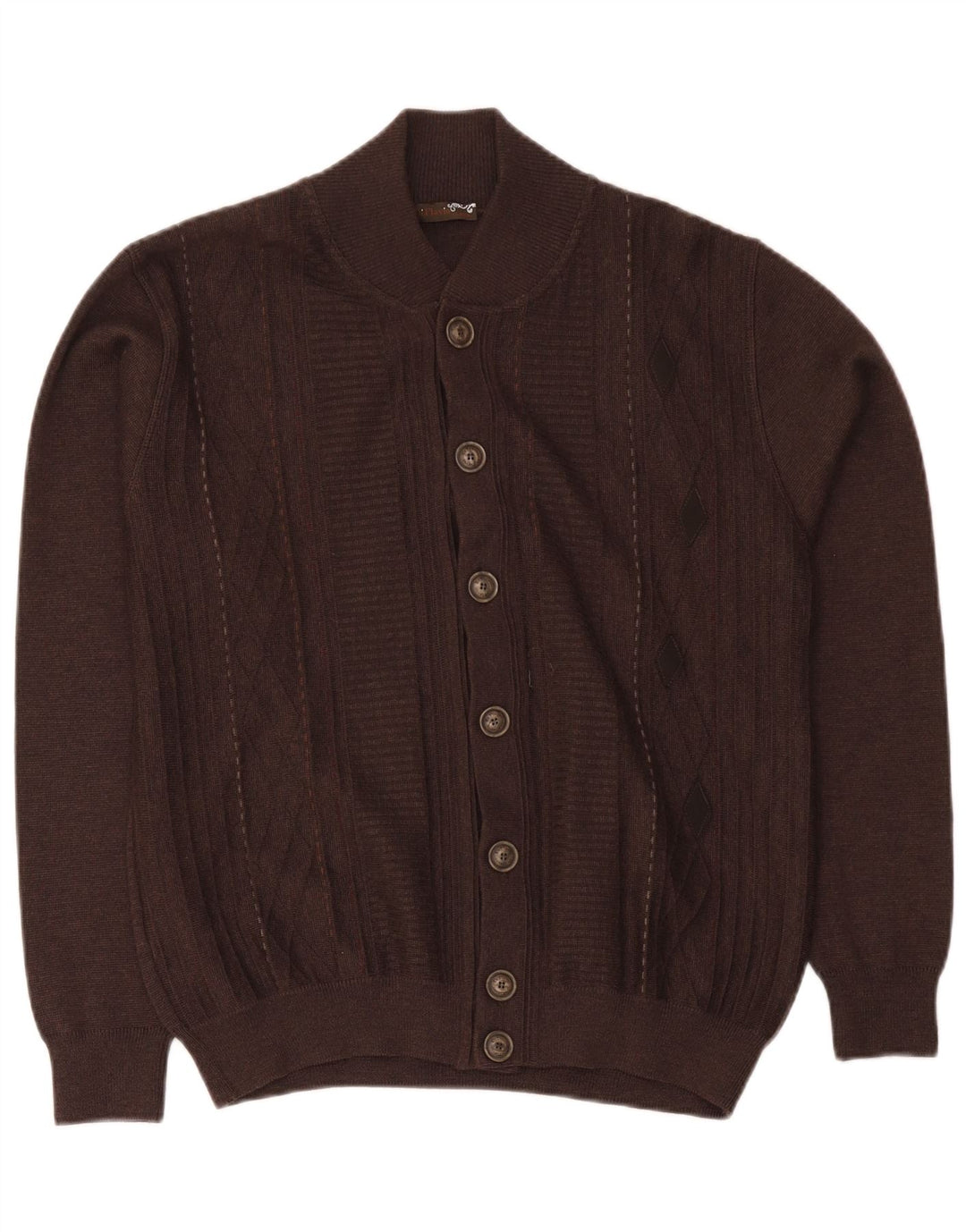 Vintage Herren-Strickjacke mit normaler Passform, mittelbraun, klassische Merinowolle