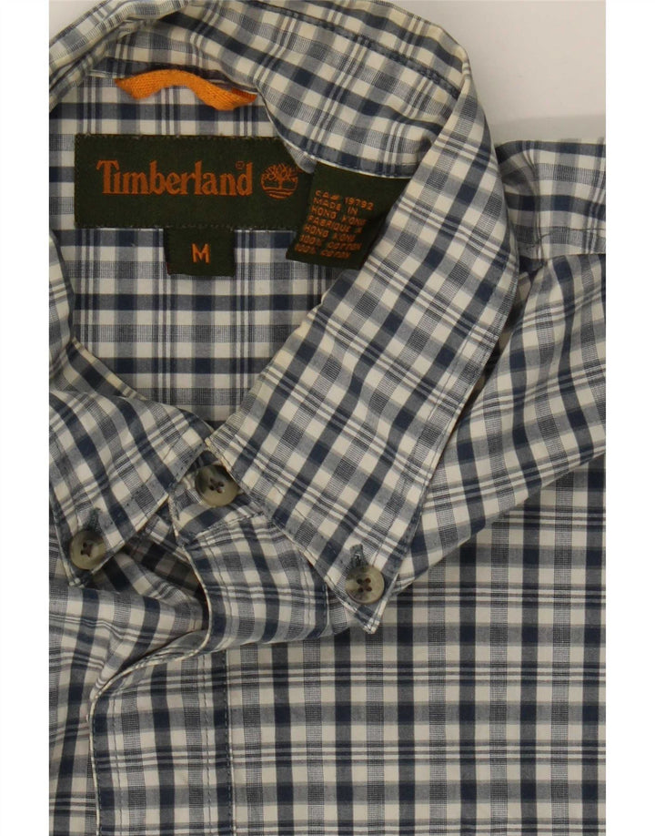 Timberland Herren-Hemd aus mittelblauer Baumwolle mit Karomuster in Marineblau