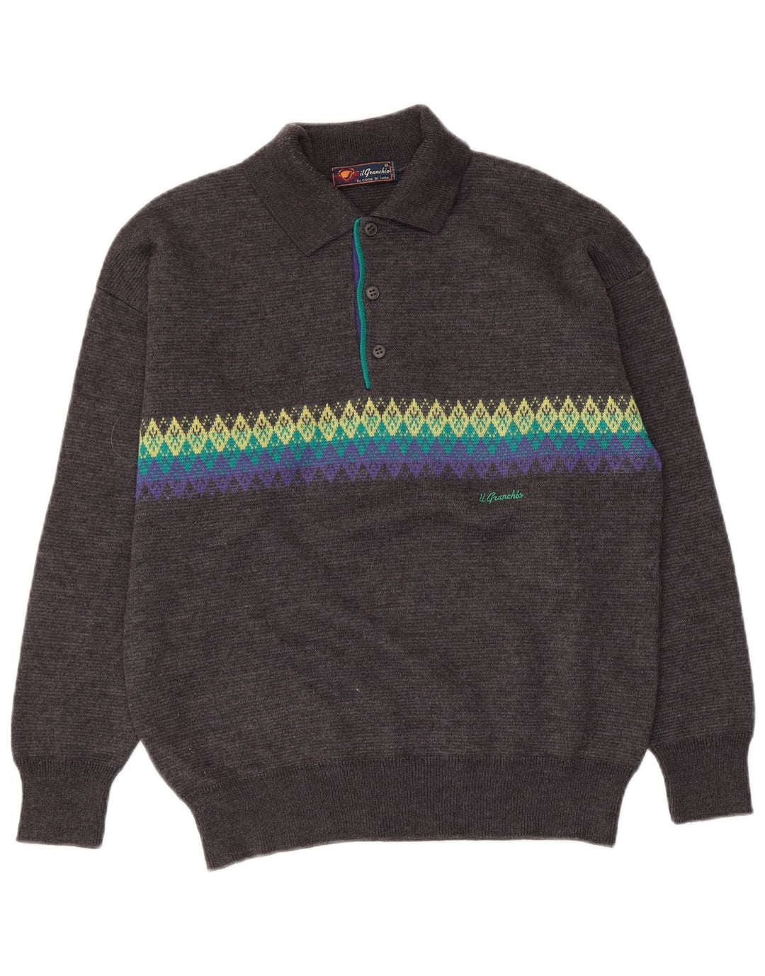 Il Granchio Herren-Pullover mit Rollkragen, Mittelgrau, Argyle-Muster/Diamantmuster
