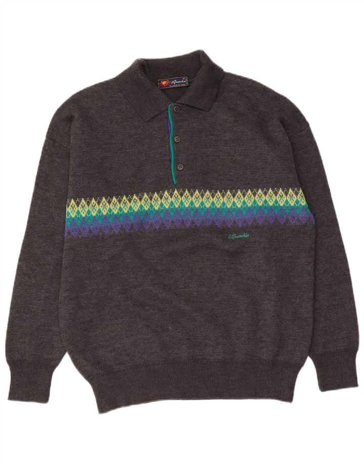Il Granchio Herren-Pullover mit Rollkragen, Mittelgrau, Argyle-Muster/Diamantmuster