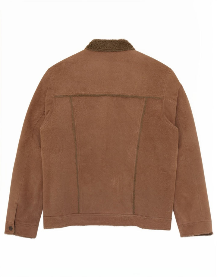 Borsani Herren Sherpa Lederjacke UK 40 Großes braunes Leder